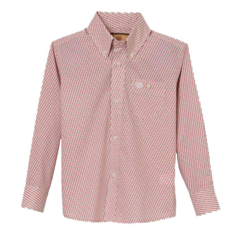 Wrangler Boy's Red Print Button Down Shirt