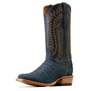 Men`s Navy Sueded Caiman Belly Vamp Futurity Finalist Cowboy Boot