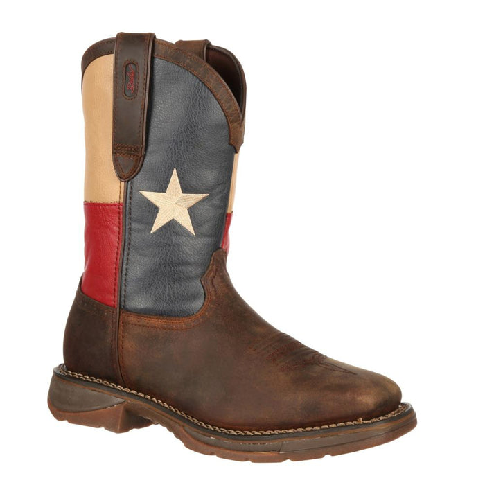 Mens Rebel Square Toe Texas Flag Western Work Boot