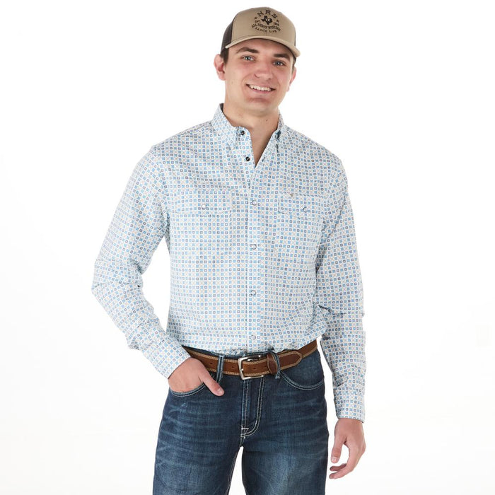 Men's Turquoise and White Snap Shirt