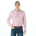 Men's Red and White Striped Vented Snap Shirt