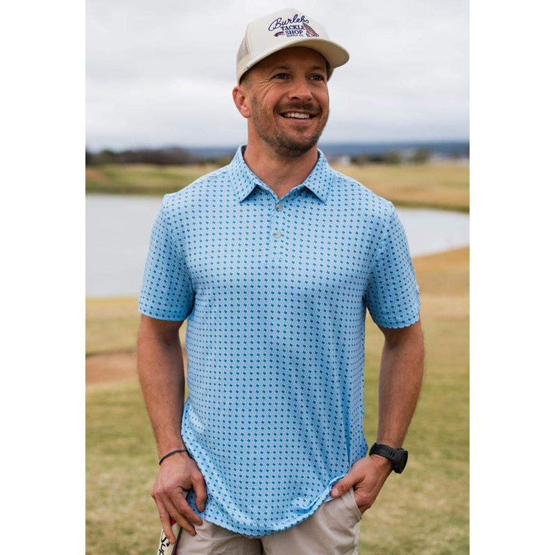 Burlebo Mens Texas Blue Performance Polo