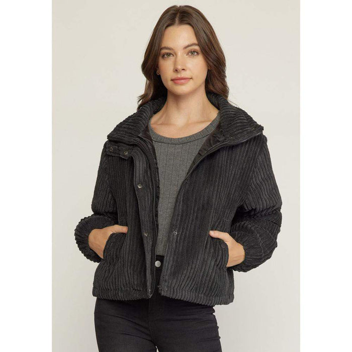 Entro Womens Black Corduroy Jacket