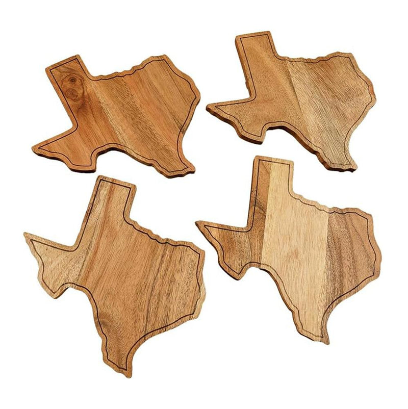 4 Piece Texas Wood Coaster Set