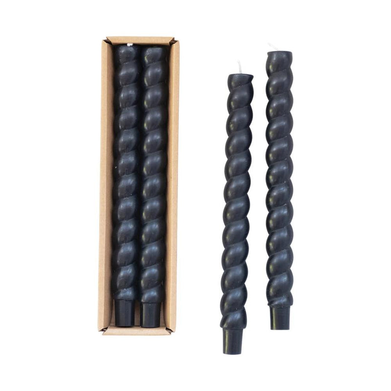 Unscented Twisted Black Taper Candle