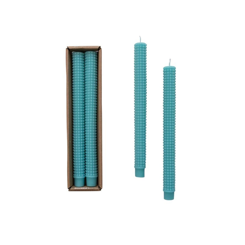 Unscented Cyan Hobnail Taper Candle