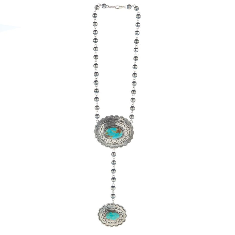 Statement Navajo Pearl Concho Drop Necklace