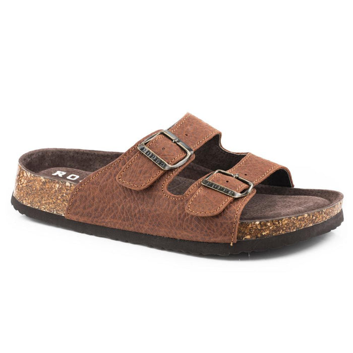 Womens Delilah Tan Tumbled Leather Buckle Sandal