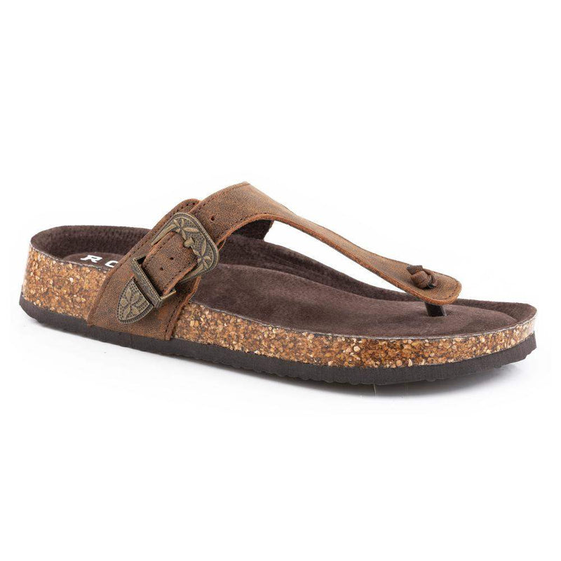 Women's Helena Brown Oiled Leather T-Strap Sandal