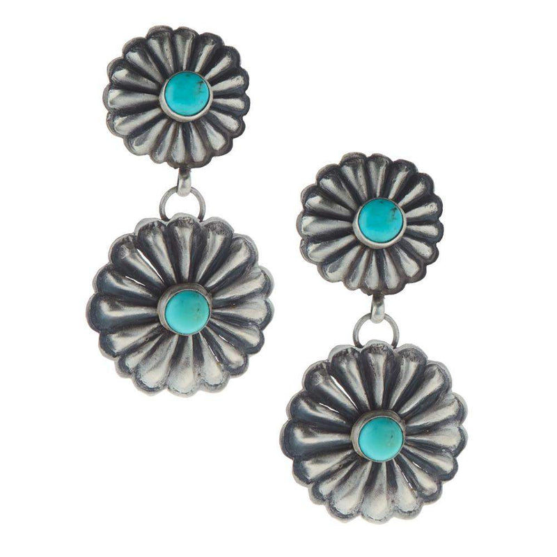 NRS Sterling Concho Turquoise Post Earrings