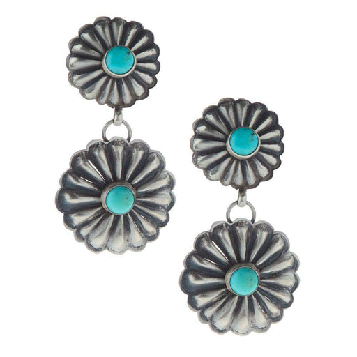 NRS Sterling Concho Turquoise Post Earrings
