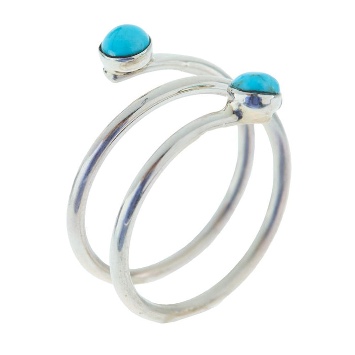 Double Turquoise Sterling Open Ring