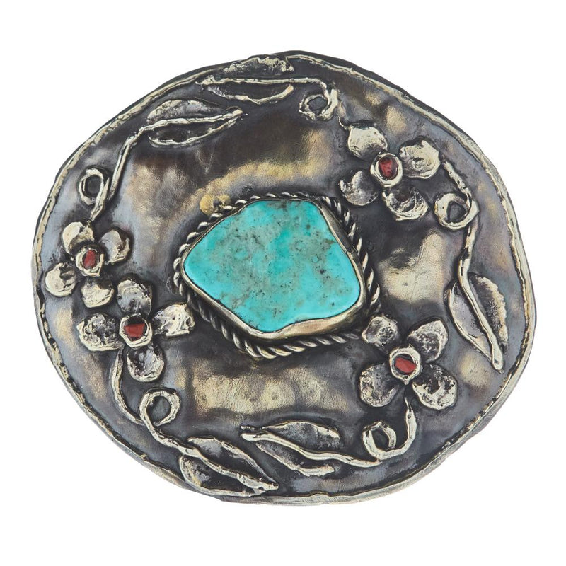 Flower with Turquoise Center Buckle