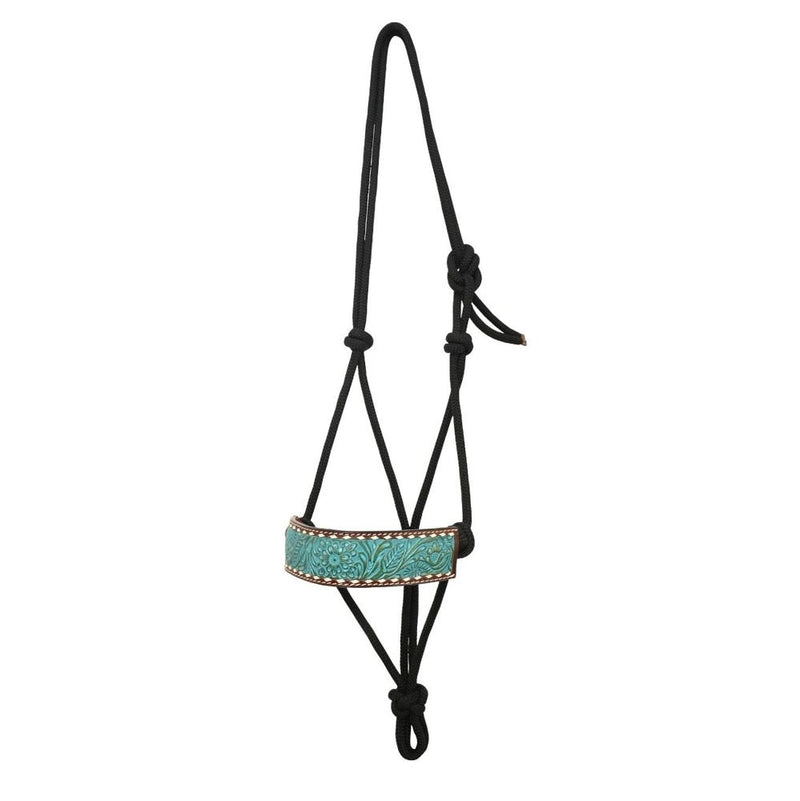 Turquoise Floral Buckstitch Rope Halter