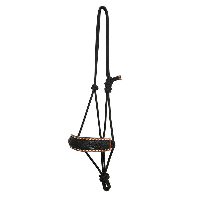 Black Floral Buckstitch Rope Halter