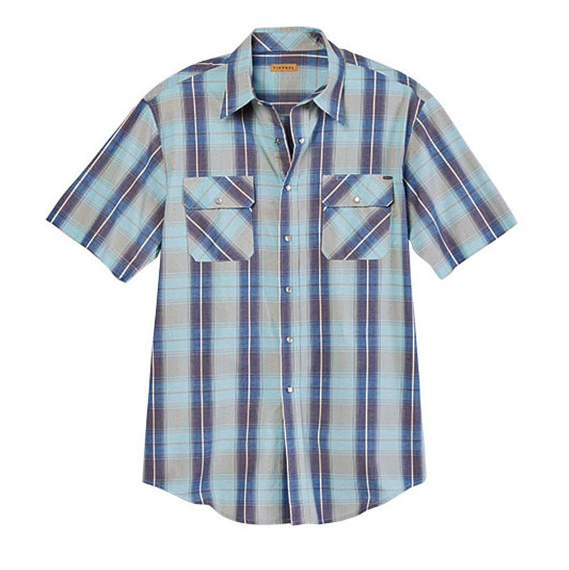 Men's Blue Plaid Snap Shirt