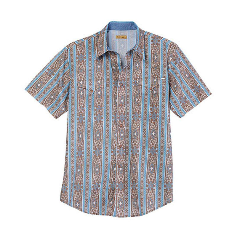 Tin Haul Men's Brown Stripe Print Snap Shirt