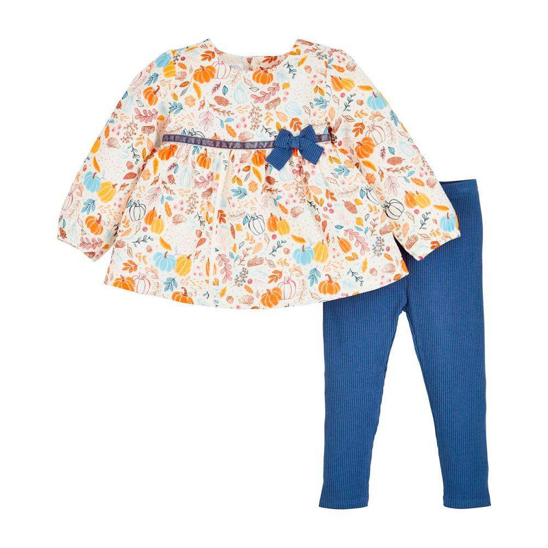 Girl's Pumpkin and Floral Tunic Legging Set