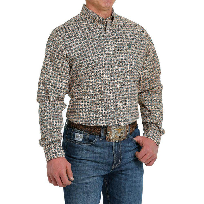 Men's Stretch Medallion Print Button Down Shirt
