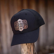 Floral Leather Patch Black Cap
