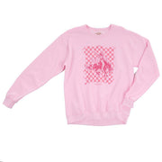 The Whole Herd Women's Pink Checkered Bronc Sweatshirt