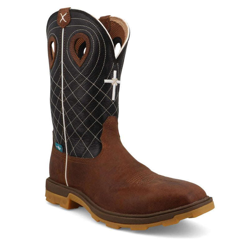 Men`s 12In Ultralite Clay and Black WP Nano Square Toe Work Boot