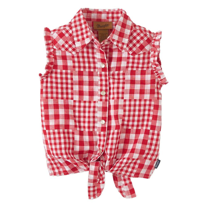 Girl's Sleeveless Picnic Tie Front Shirt