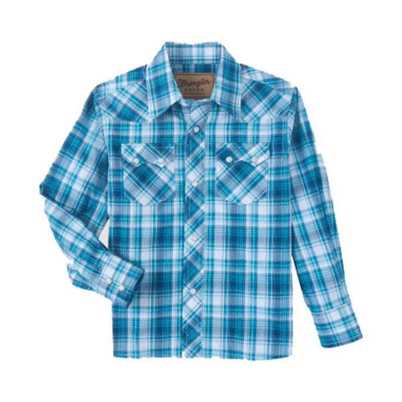 Wrangler Boy's Retro Blue Snap Shirt