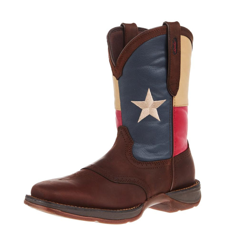 Men`s Texas Flag Pull on Square Toe Western Boot