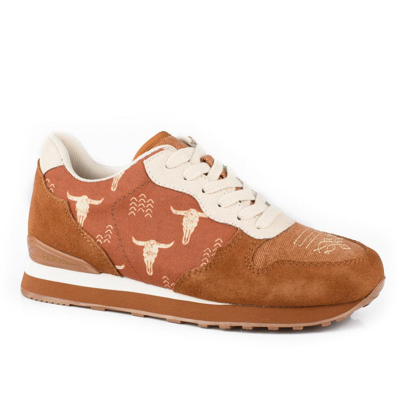 Women`s Cognac Suede Canvas Jogger Casual Shoe