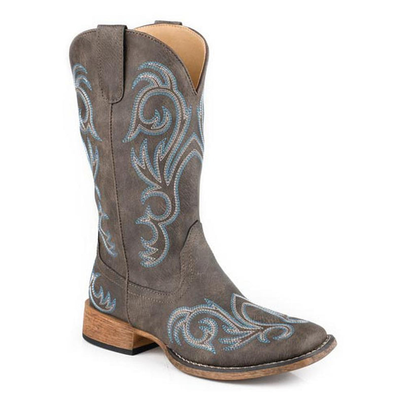 Women`s Riley Vintage Brown Vamp 12In Embroidered Top Boot