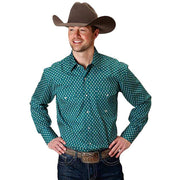 Roper Apparel Mens Teal Diamond Print Shirt