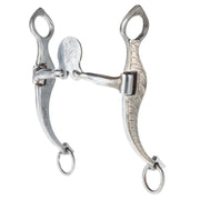 Tooley Bits Spurs Buckles Silver Engraved Floating Spade Short Shank Bit with Rein Rings