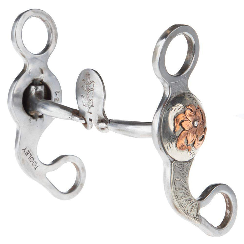 Tooley Bits Spurs Buckles Silver Engraved Floating Spade Short Shank Bit