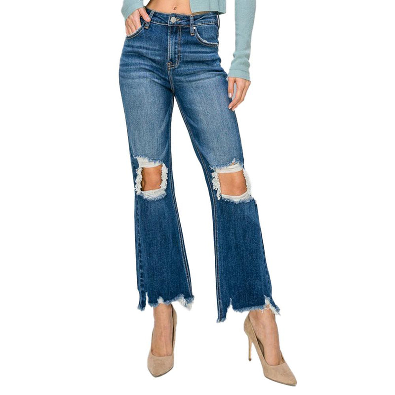 Women's High Rise Dark Wash Crop Jeans