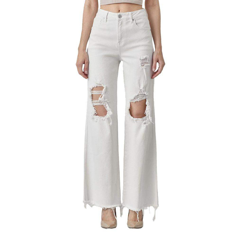 Risen Jeans Women's White High Rise Dad Jeans