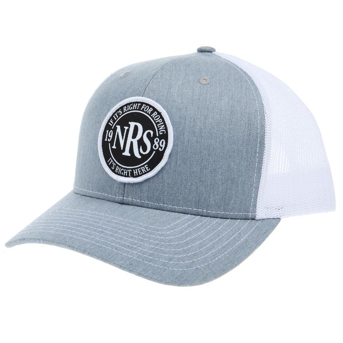 Nrs Roping Logo NRS If It's Right For Roping Grey and White Cap