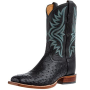 Men`s Black Smooth Quill Ostrich 11In Black Top Cowboy Boot