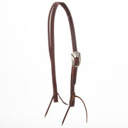 Stitched Dark Leather 3/4"Slit Ear Headstall with Antique Iron Engraved Silver