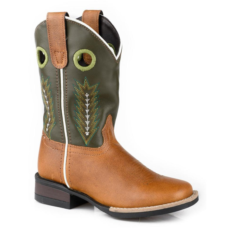Children`s James with Green Leather Shaft Cowboy Boot