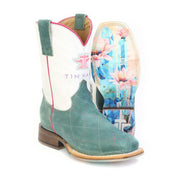 Kid`s Diamond Girl and Cactus Rose Sole Square Toe Boot
