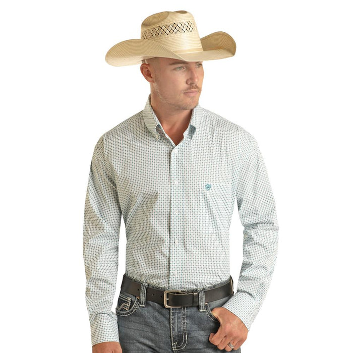 Men's Diamond Print Button Down Shirt