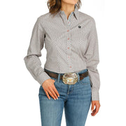 Women's Pink Print Button Down Shirt