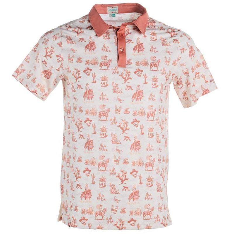 Sendero Provisions Co Men's Muertos Print Rust Polo