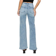 Risen Jeans Women's Light Distressed Wide Leg Jeans