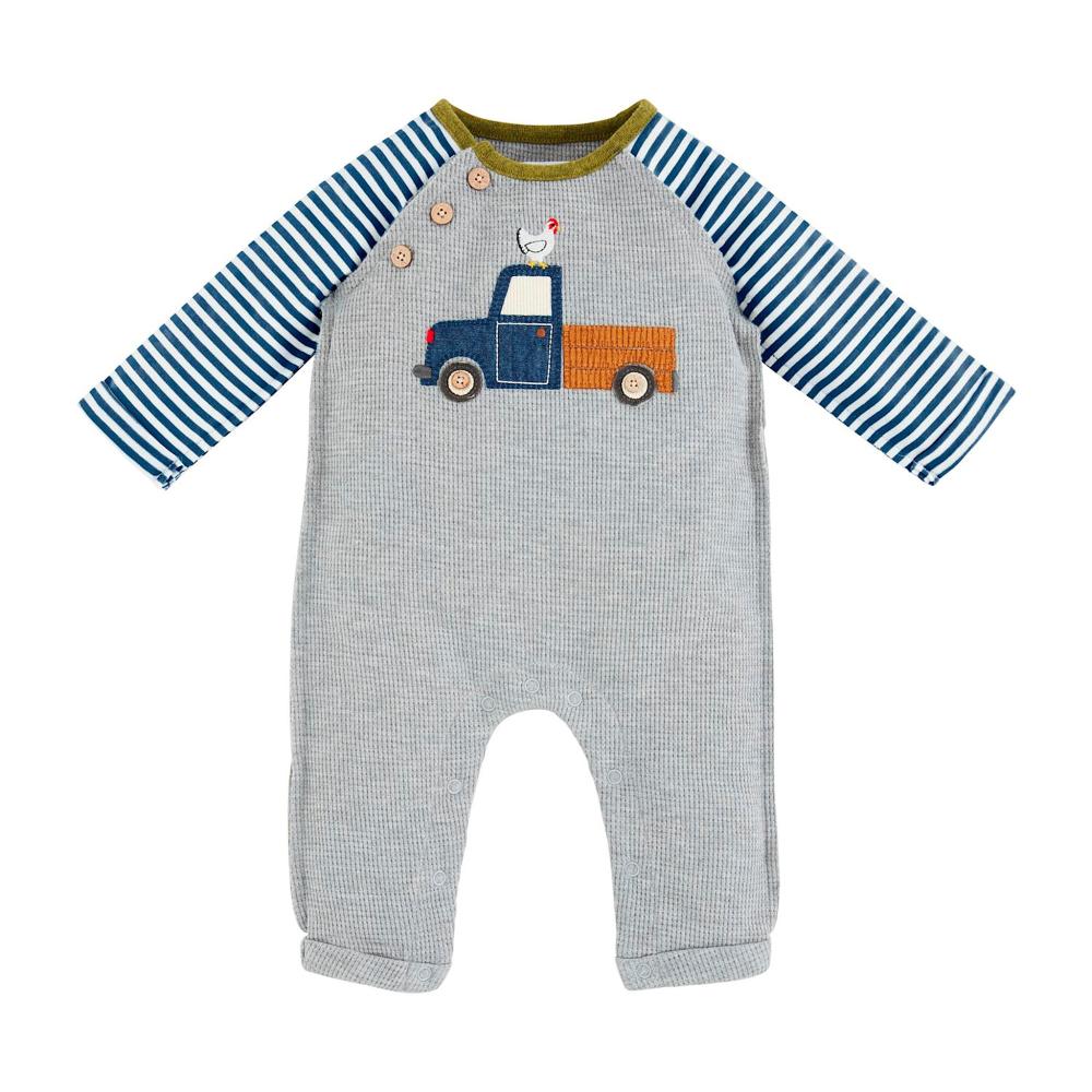 Mud Pie Boys' Casual Pullover - French Terry Sweater With Felt Appliqué & Coconut Buttons