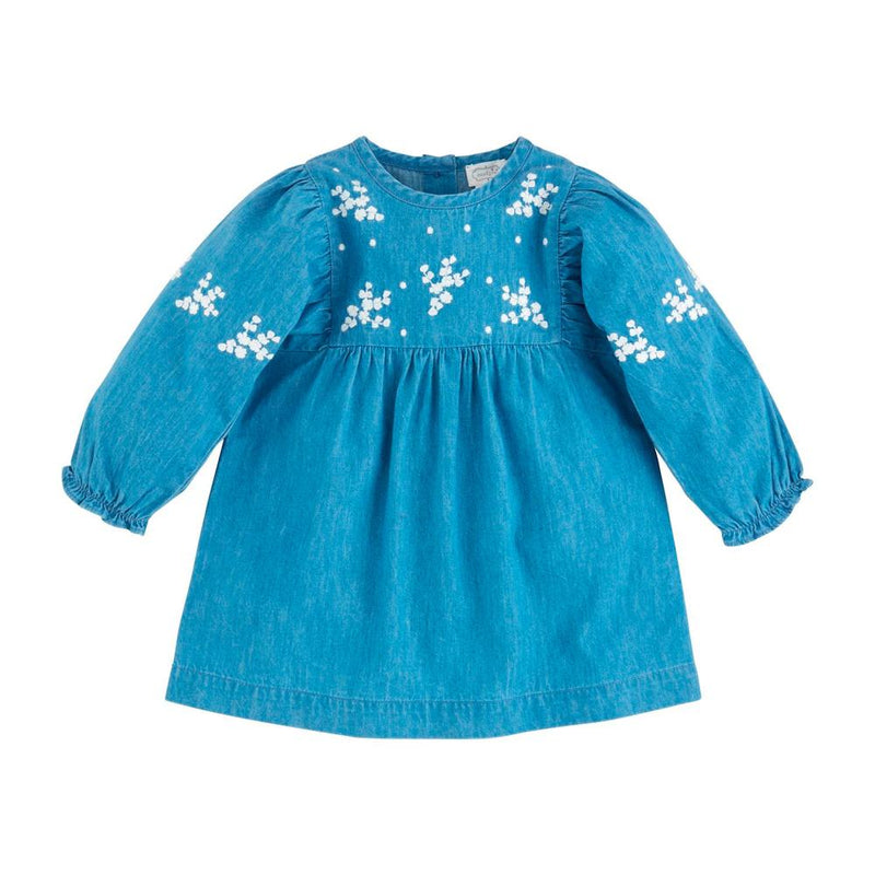 Girl's Denim Floral Dress