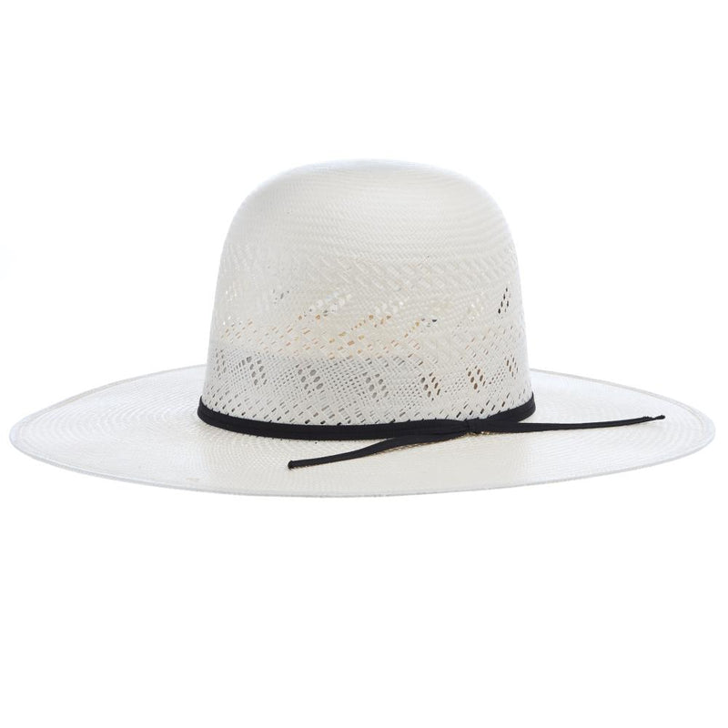Ivory The Arrow Shantung 4 1/4in Brim Leather Sweat Straw Hat