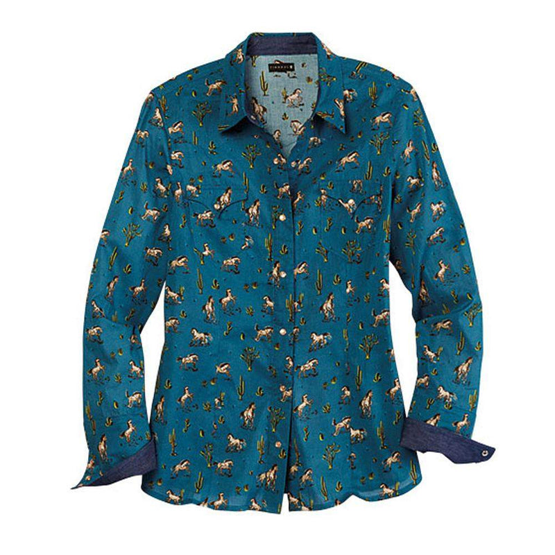 Tin Haul Women's Kickin Up Dust Print Snap Shirt