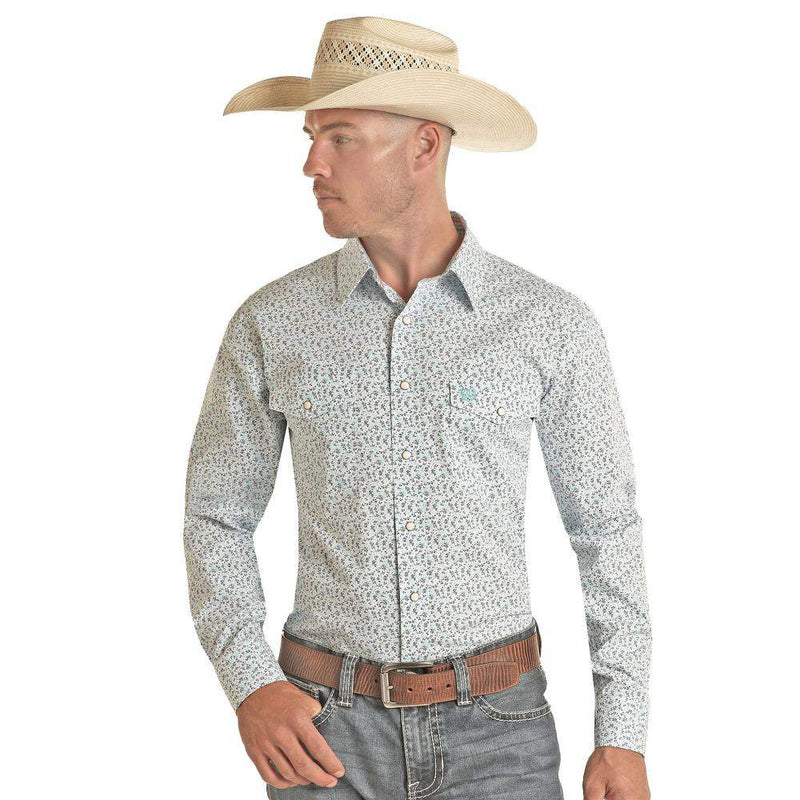 Rock & Roll Denim Men's Turquoise Floral Print Button Down